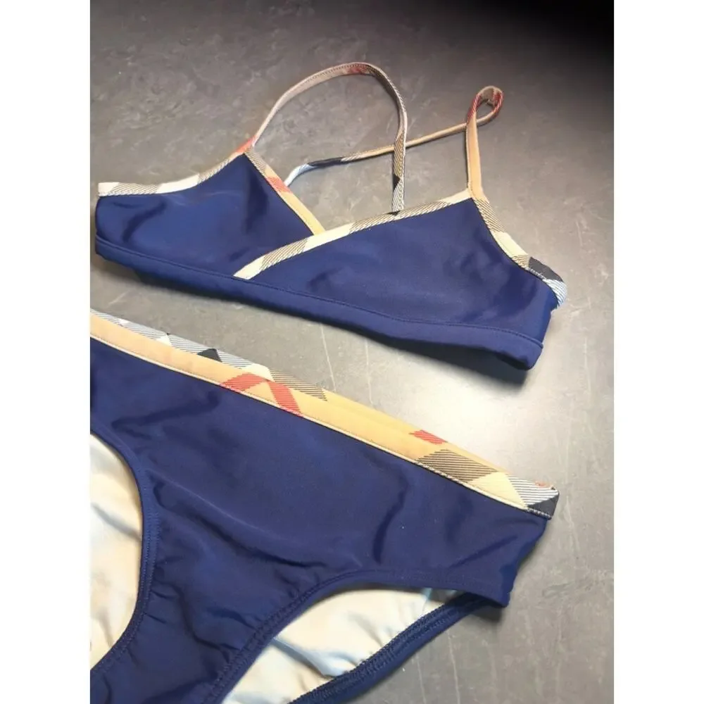 Burberry Girls Crosby Check Trim Two-Piece Bikini Swimsuit - Size 6Y